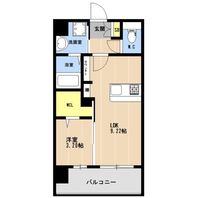 LIBTH博多住吉PREMIER(1LDK/2階)の間取り写真