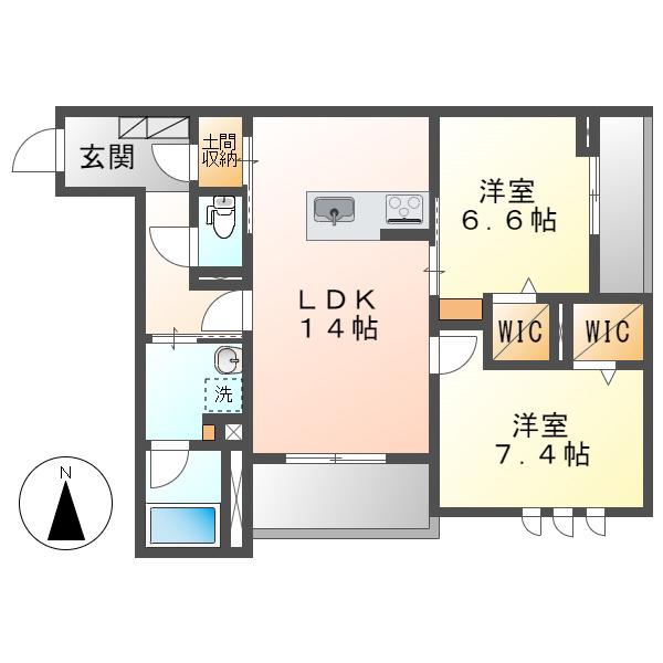 シャーメゾンステージ大島(2LDK/2階)の間取り写真