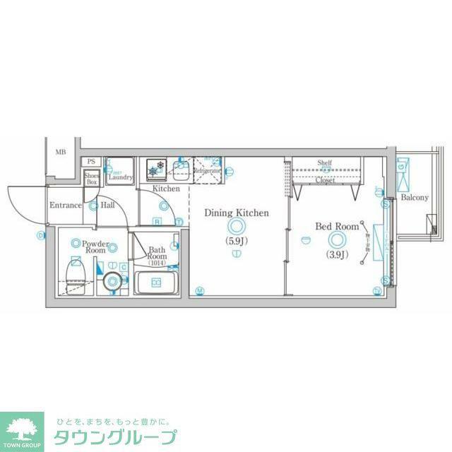 ラフィスタ鷺沼(1DK/1階)の間取り写真