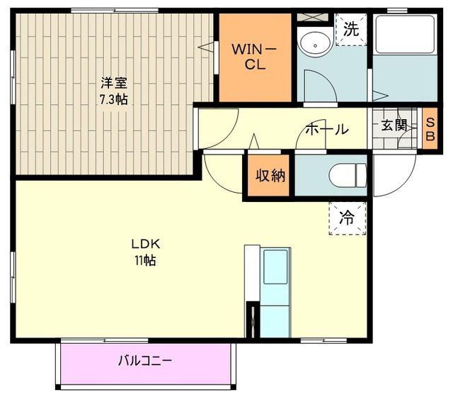 ブリック東松原(1LDK/1階)の間取り写真