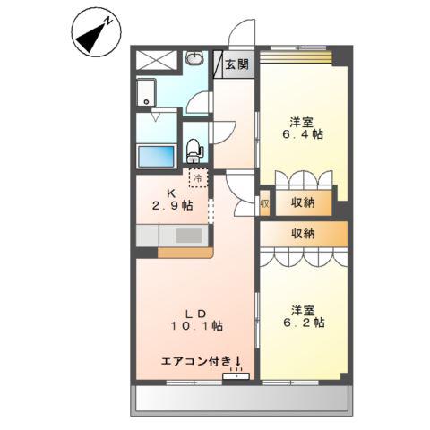 池之内ヒルズANNEX(2LDK/2階)の間取り写真