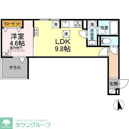 セレスティア徳丸 A(1LDK/1階)の間取り写真