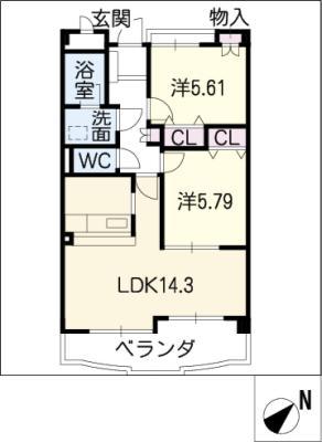 カスティージョイトキ滝ノ水(2LDK/2階)の間取り写真