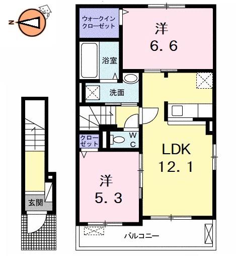 サザン・スターB(2LDK/2階)の間取り写真