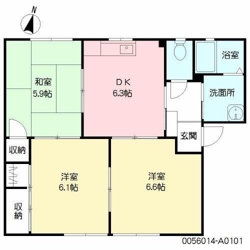 ソミュールA(3DK/1階)の間取り写真