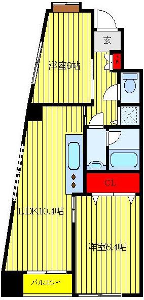 ベルドゥムール(2LDK/4階)の間取り写真
