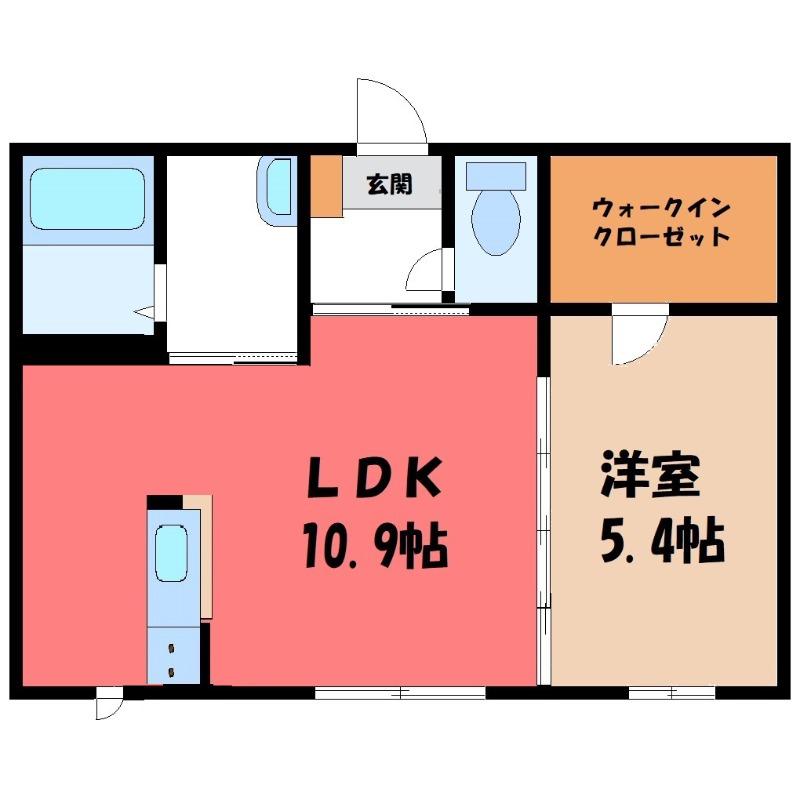 レヨンヴェール B棟(1LDK/1階)の間取り写真