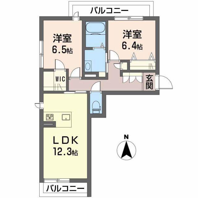 レフィナード桑原(2LDK/3階)の間取り写真