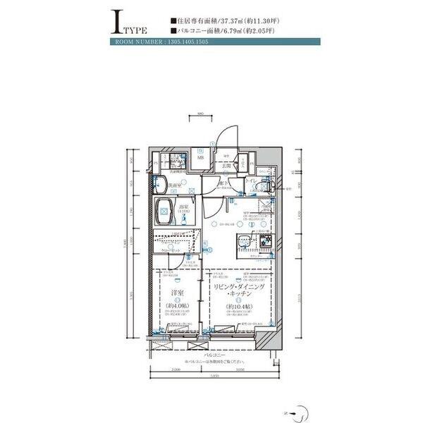 ディアレイシャス名古屋大須通(1LDK/14階)の間取り写真