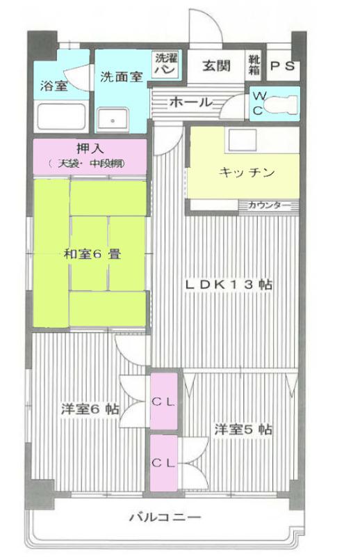 ヌーヴェレールIII(3LDK/1階)の間取り写真