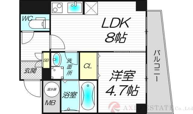サンレムート新大阪イーストII(1LDK/2階)の間取り写真
