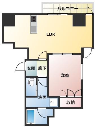 プレディアコート本町(1LDK/11階)の間取り写真