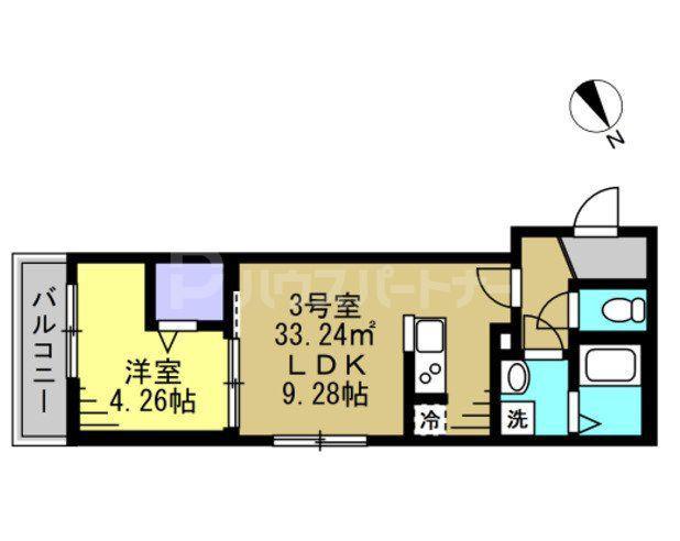 AJOUR新松戸02(1LDK/3階)の間取り写真