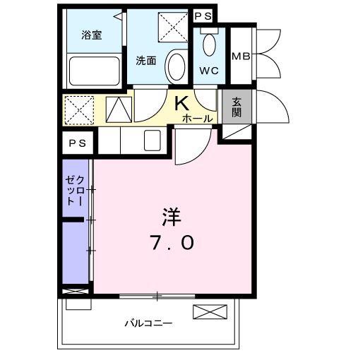 パインツリー(1K/1階)の間取り写真