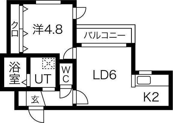 ル・ファール琴似(1LDK/4階)の間取り写真