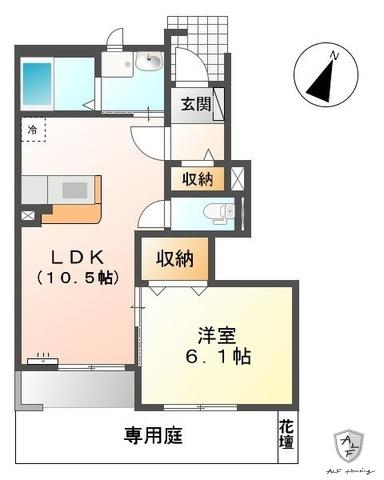 パークス(1LDK/1階)の間取り写真