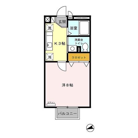 セレニティ横浜(1K/1階)の間取り写真