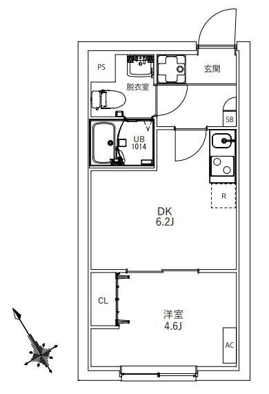 フラシア東武練馬(1DK/3階)の間取り写真