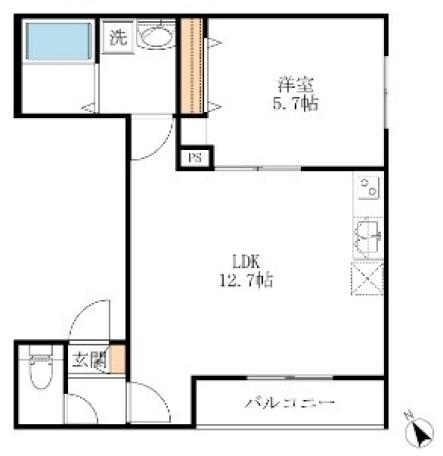 FLAT F(1LDK/2階)の間取り写真