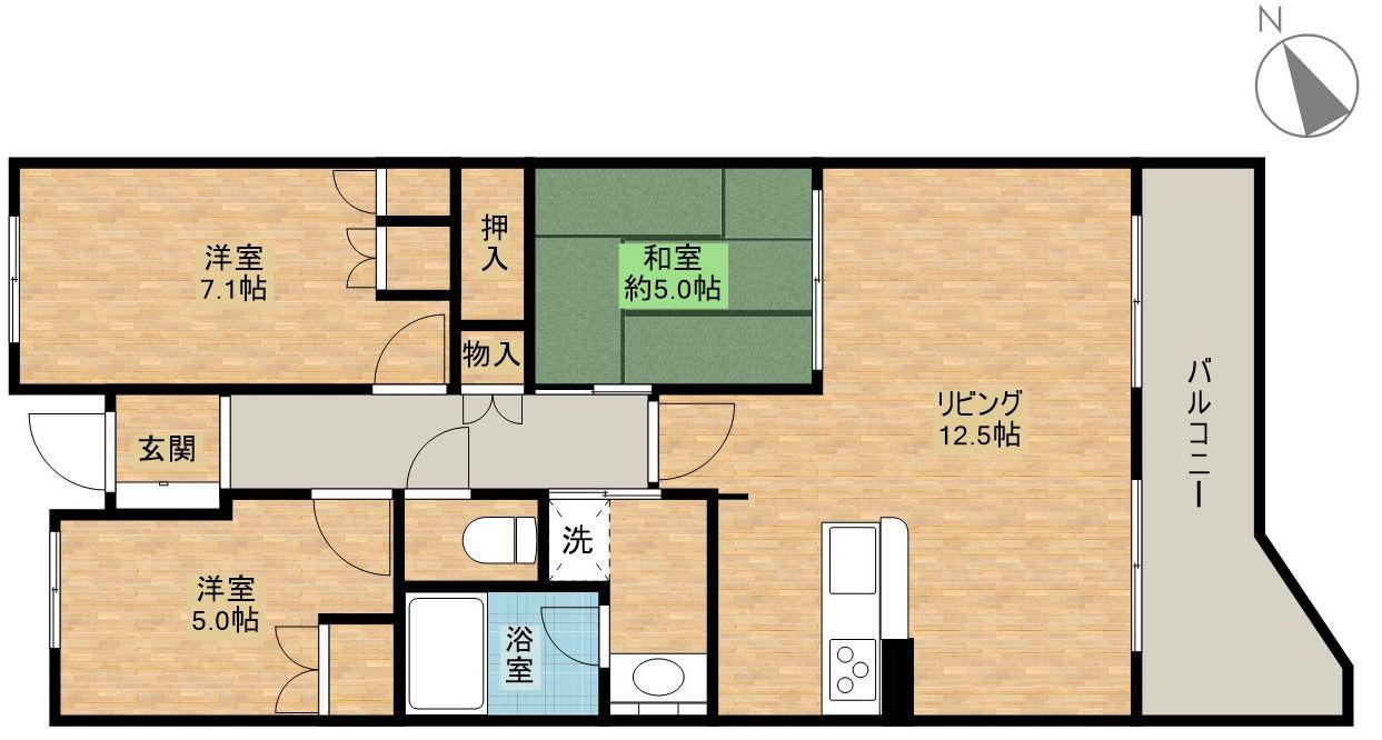 ブランズ南茨木駅前(3LDK/8階)の間取り写真