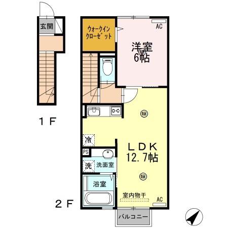 ユーパディー(1LDK/2階)の間取り写真