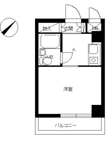 スカイコート横浜平沼(ワンルーム/2階)の間取り写真