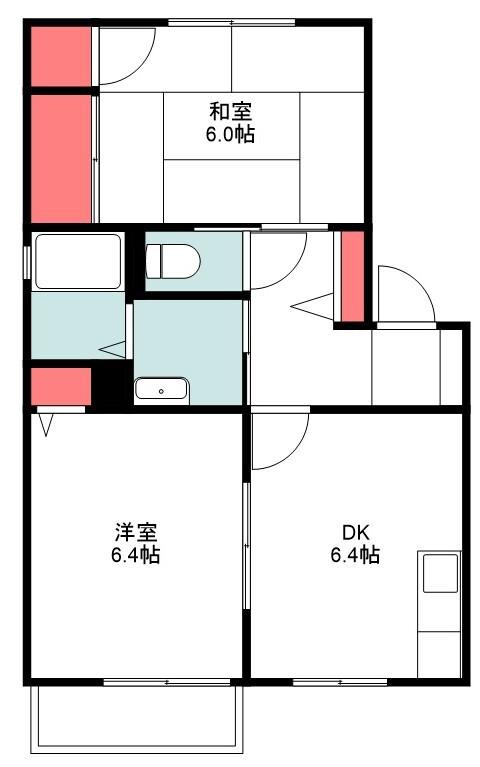 サンハイム・本町(2DK/1階)の間取り写真