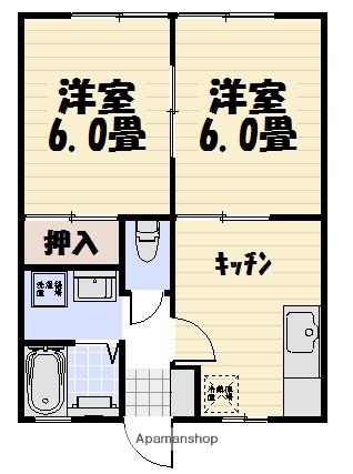 ビーラインK(2DK/2階)の間取り写真