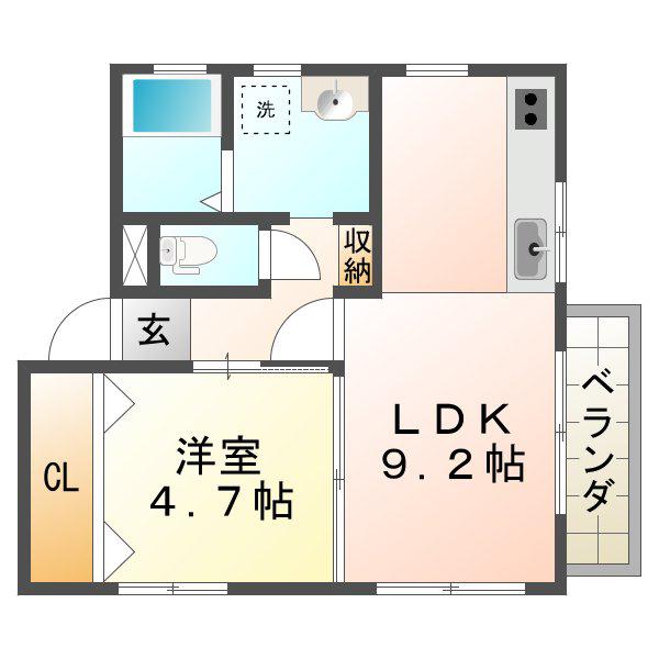 メゾン垂水(1LDK/3階)の間取り写真