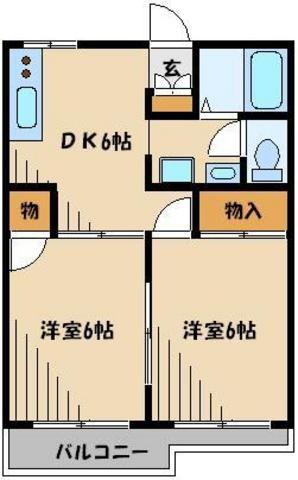 ひまわりハイツ(2DK/1階)の間取り写真