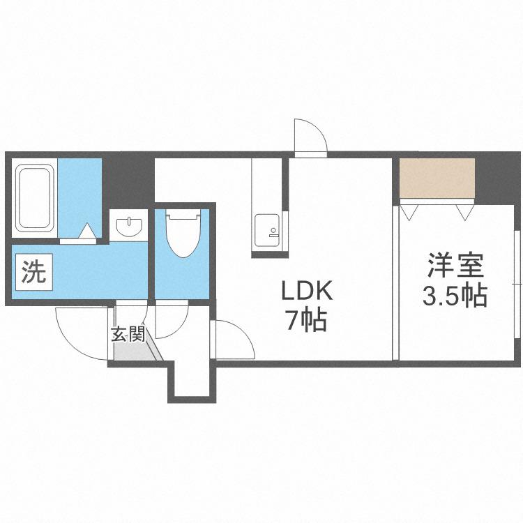 カーサベルタ(1DK/5階)の間取り写真