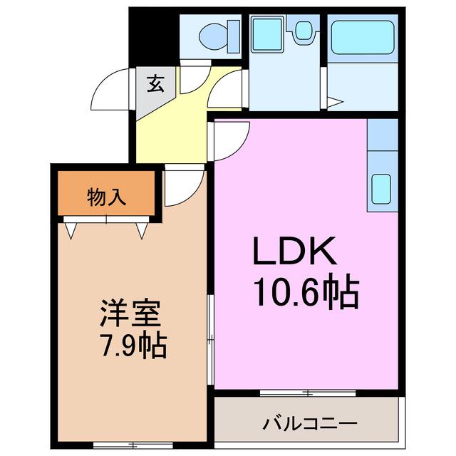グレイスナルミ(1LDK/3階)の間取り写真