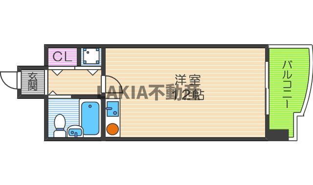 ハピネス上六(ワンルーム/3階)の間取り写真