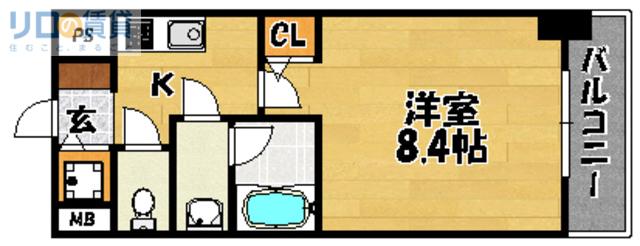 クレアートアドバンス北大阪(1K/9階)の間取り写真