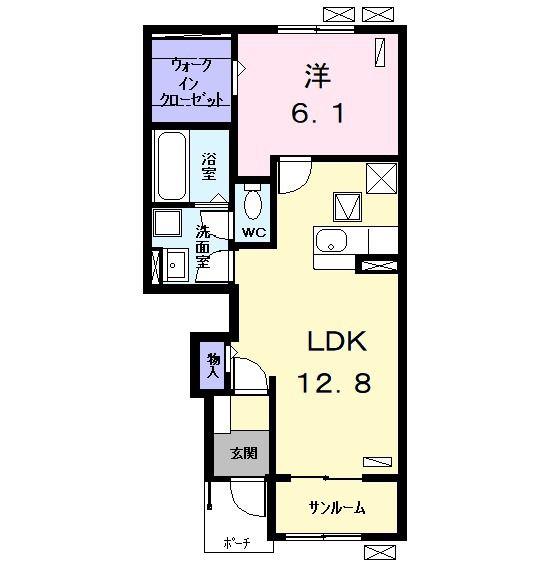 サングレースパイン(1LDK/1階)の間取り写真
