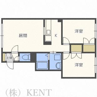 ルミエール福井10(2LDK/3階)の間取り写真