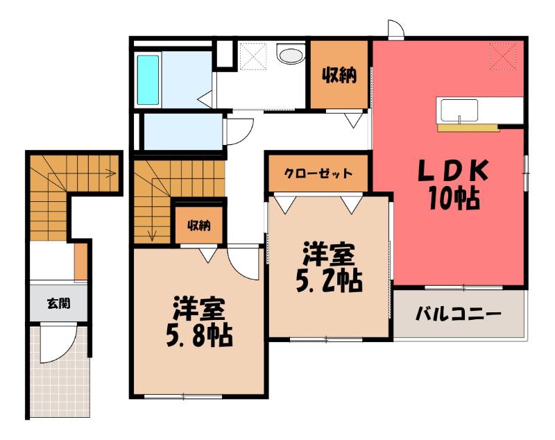 ルピナス(2LDK/2階)の間取り写真