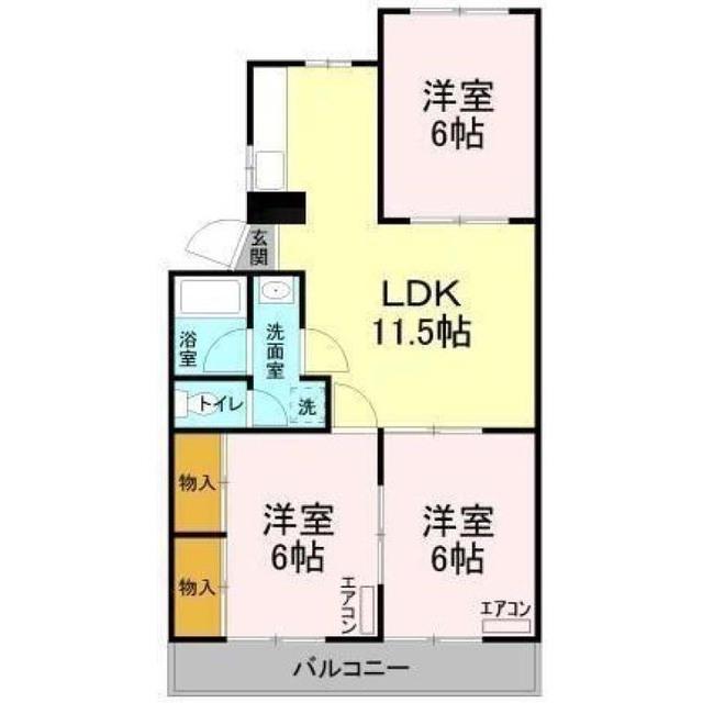 第3山忠マンション(3LDK/4階)の間取り写真