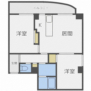 サイレンス八軒アネックス(2LDK/3階)の間取り写真