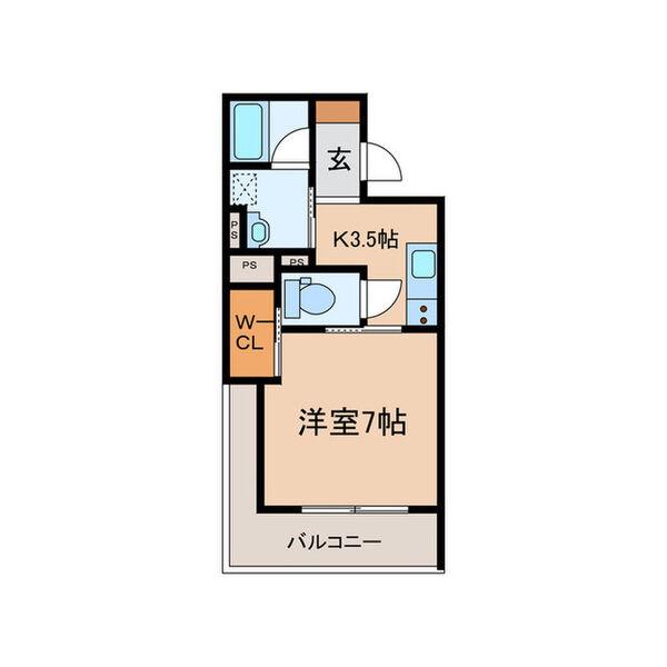 ECRASOLE安城(1K/4階)の間取り写真