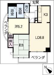 シティマンション赤池(2LDK/5階)の間取り写真