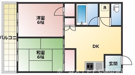 アルファ千草瀬戸(2DK/4階)の間取り写真