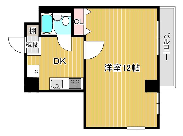 メゾン岩野(1DK/2階)の間取り写真