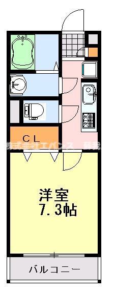 アムールおゆみ台(1K/2階)の間取り写真