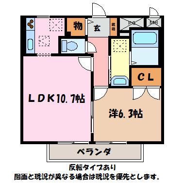 SURPLUSサウス I(1LDK/2階)の間取り写真