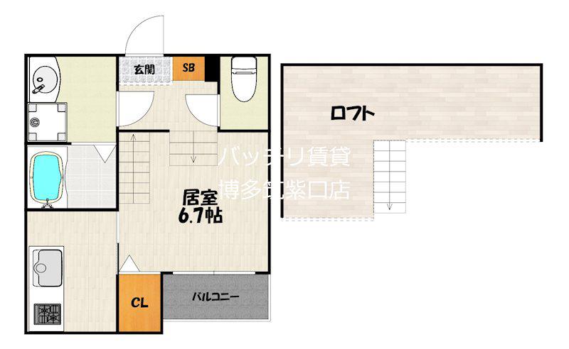 MAISON DE AMBER 井尻(1K/1階)の間取り写真