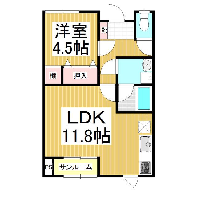 エスポワール上郷(1LDK/1階)の間取り写真