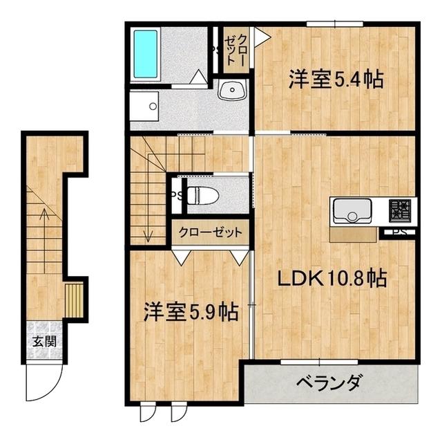 パルテールアルテ(2LDK/2階)の間取り写真