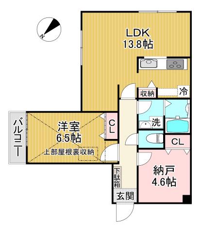 VIVACE(1SLDK/1階)の間取り写真