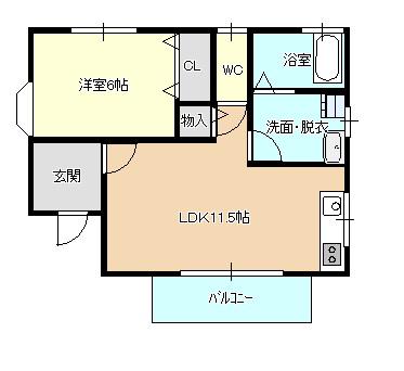 カーサ上本郷(1LDK/1階)の間取り写真
